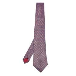 Hermes Grey & Brown Wave Patterned Silk Jacquard Tie