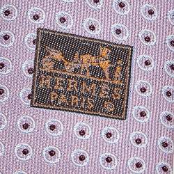 Pre Owned  Hermes Pink Dot Printed Silk Jacquard Tie