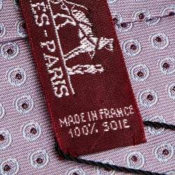 Pre Owned  Hermes Pink Dot Printed Silk Jacquard Tie