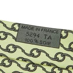 Hermes Lime Green Chainlink Printed Silk Tie