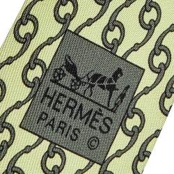 Hermes Lime Green Chainlink Printed Silk Tie