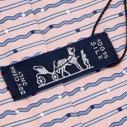 Hermes Pink Printed Silk Tie