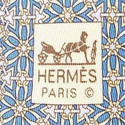 Hermes Blue Floral Printed Silk Tie