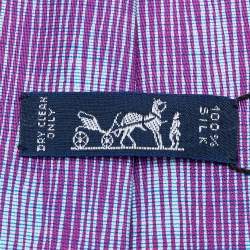 Pre Owned Hermes Purple Printed Silk Tie
