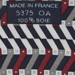 Hermes Multicolor Printed Silk Narrow Tie