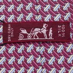 Hermes Onion Pink Geometric Printed Silk Tie