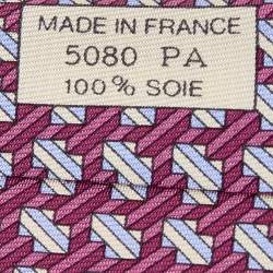 Hermes Onion Pink Geometric Printed Silk Tie