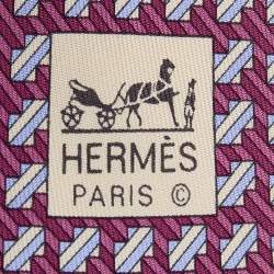 Hermes Onion Pink Geometric Printed Silk Tie
