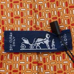Hermes Orange H Printed Silk Tie