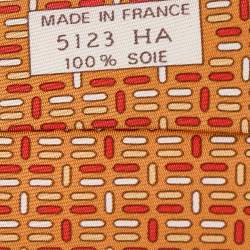 Hermes Orange H Printed Silk Tie