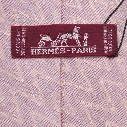 Hermes Pink Chevron Patterned Silk Jacquard Tie