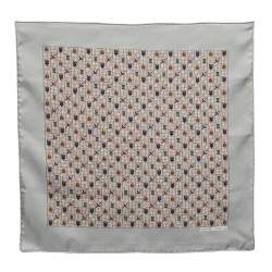 Hermes Grey Printed Silk Pocket Square