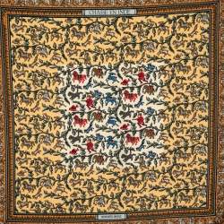 Hermes Yellow Chasse En Inde Printed Silk Pocket Square