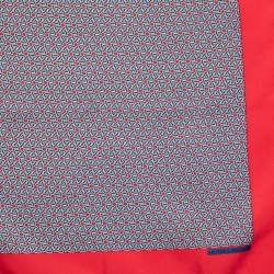 Hermes Red Printed Silk Pocket Square