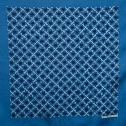 Hermes Blue Printed Silk Pocket Square Hermes