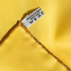 Pre Owned Hermes Yellow Silk Pocket Square