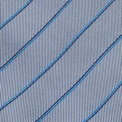 Pre Owned Hermes Bluish Grey Striped Silk Jacquard Tie