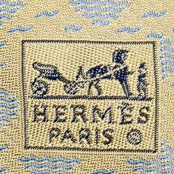 Hermes yellow Wave Pattern Silk Jacquard Tie