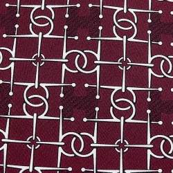 Pre Owned Hermes Burgundy Interlocking H Printed Silk Tie