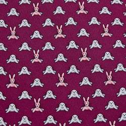 Pre Owned Hermes Magenta Rabbit & Seal Printed Silk Tie