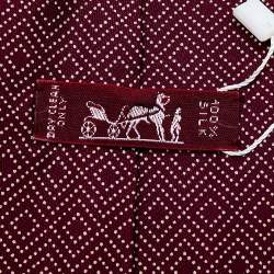 مملوكة مسبقًا Hermes Burgundy Printed Silk Tie