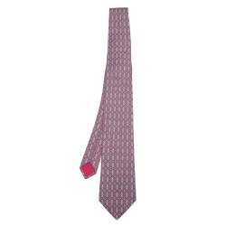 Hermes Pink Orbits Printed Silk Tie