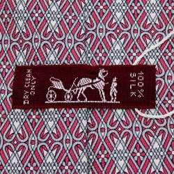 Hermes Pink Orbits Printed Silk Tie
