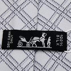 Hermes Grey Square Printed Silk Tie 
