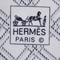 Hermes Grey Square Printed Silk Tie 