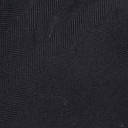 Pre Owned Hermès Black Herringbone Patterned Jacquard Silk Tie