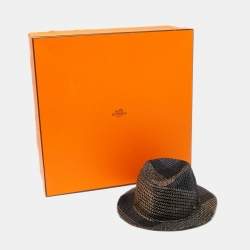 Hermes Blue & Beige Hemp Claudio Hat