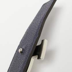 Pre Owned Hermes Black/Bleu Nuit Chamonix and Togo Leather Hammered Finish H Buckle Reversible Belt 100CM
