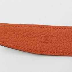Pre Owned حزام هيرمس كويز جلد بوكس وجلد توغو أسود/برتقالي ذو وجهين 90 سم