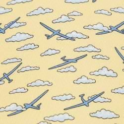 Pre Owned Hermes Yellow Airplane Cloud Printed Silk Tie