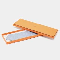 Pre Owned Hermes Light Blue Dolphin Printed Silk Tie