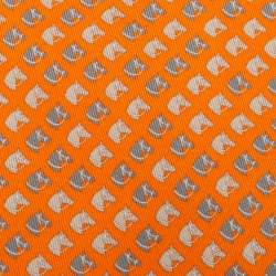 Pre Owned Hermes Orange Horse Printed Silk Tie