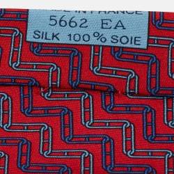 Pre Owned ربطة عنق هيرمس حرير مزخرف وردي 