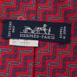 Pre Owned ربطة عنق هيرمس حرير مزخرف وردي 