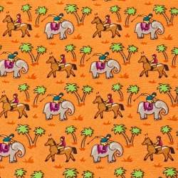 Pre Owned Hermes Orange Animal Printed Silk Tie