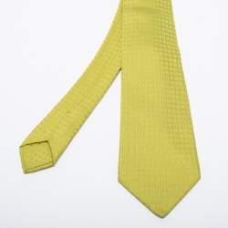Hermes Green H Pattern Silk Tie