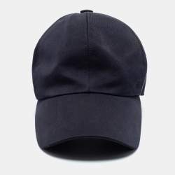 Hermes Navy Blue Cotton Twill Riley H Droit Baseball Cap 