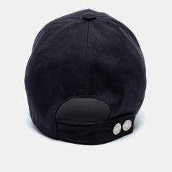 Hermes Navy Blue Cotton Twill Riley H Droit Baseball Cap 
