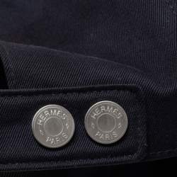 Hermes Navy Blue Cotton Twill Riley H Droit Baseball Cap 