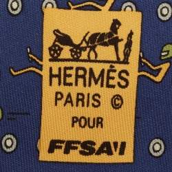 Pre Owned Hermès for FFSA Blue Racer Print Silk Tie