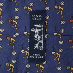 Pre Owned Hermès for FFSA Blue Racer Print Silk Tie