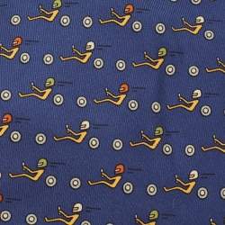 Pre Owned Hermès for FFSA Blue Racer Print Silk Tie
