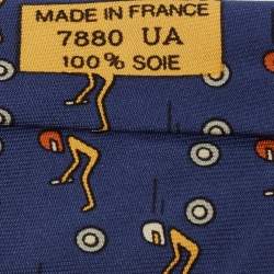 Pre Owned Hermès for FFSA Blue Racer Print Silk Tie
