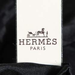 Hermès Black Grand H Jacquard Silk Pocket Square 