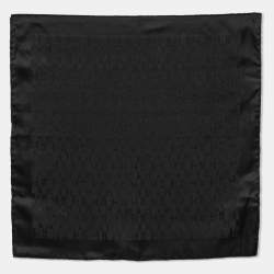 Hermès Black Grand H Jacquard Silk Pocket Square 