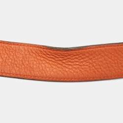 Hermes Orange/Noir Togo and Chamonix Leather H Guillochee Reversible Belt 110 CM